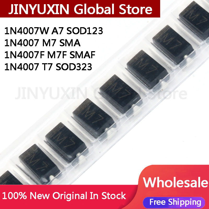 500pcs 1N4007W A7 SOD-123 1206 1N4007 SMA M7 1A 1N4007F M7F SMAF 1000V 1N4007 T7 SOD-123 08805 SMD ไ