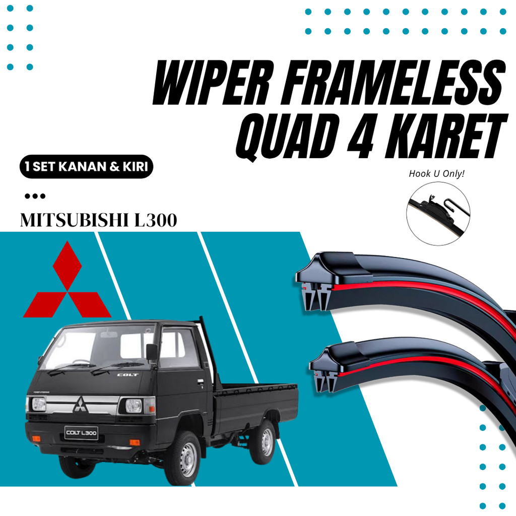 Mitsubishi L300 Quad Premium Wiper 4 ชั้นยางกระจกรถยนต์ทําความสะอาด 1 ชุดซ้ายและขวา