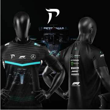 Mercedes F1 Jersey เสื้อยืดคอกลมไมโครไฟเบอร์