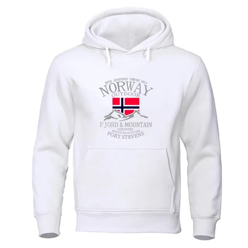 นอร์เวย์ Fjord Mountain Hoodies สําหรับผู้ชาย Streetwear Hoodie หลวม Hoody เสื้อผ้าหลวม