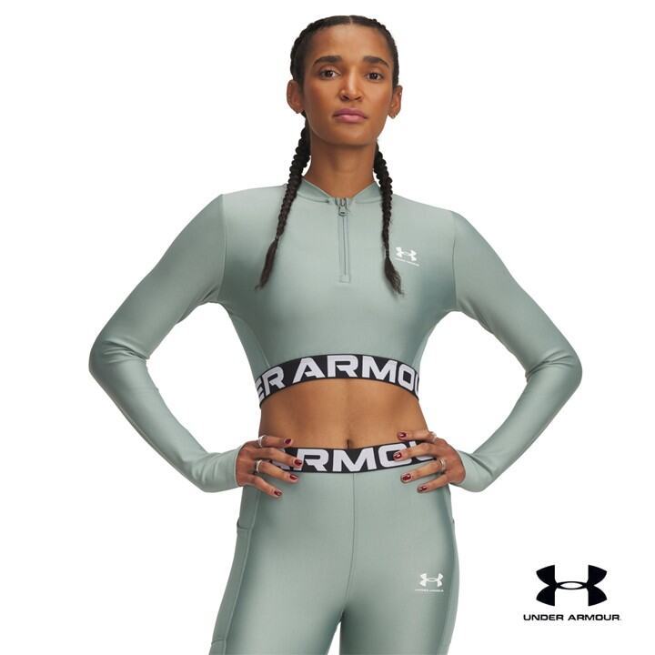 Under Armour เสื้อแขนยาวซิปสั้น HeatGear® Rib สำหรับผู้หญิง ราคา ถูกที่สุด ดีลบีเคเค