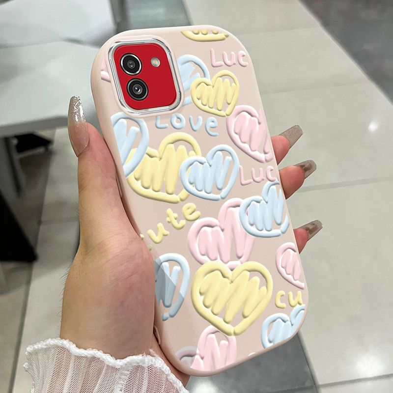 เคสใช้ได้กับ Samsung A04 M04 A04E F04 A03 A03s A02s M02s F02s M13 5G เคสหัวใจการ์ตูน