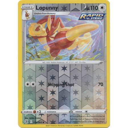 การ์ดโปเกมอน Lopunny - 213/264 - Uncommon Reverse Holo