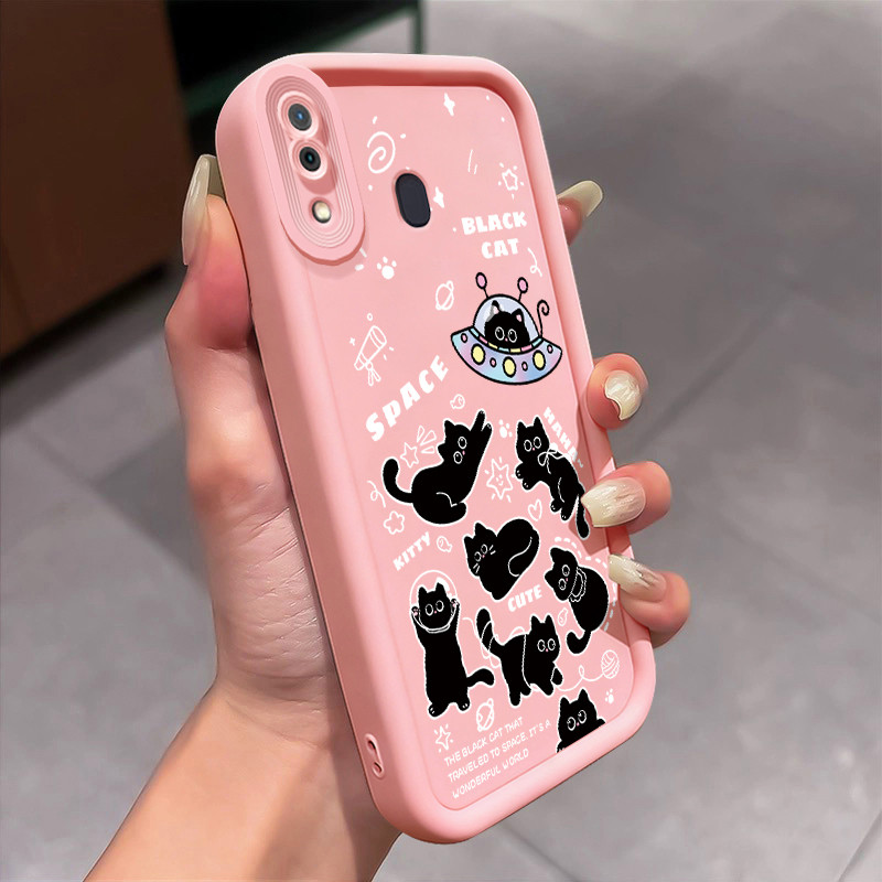 เคสสำหรับ Samsung Galaxy A30 A20 M10s เคสโทรศัพท์แมวสัตว์น่ารักกลมและอ้วนเสื้อแจ็กเก็ตผ้านุ่ม