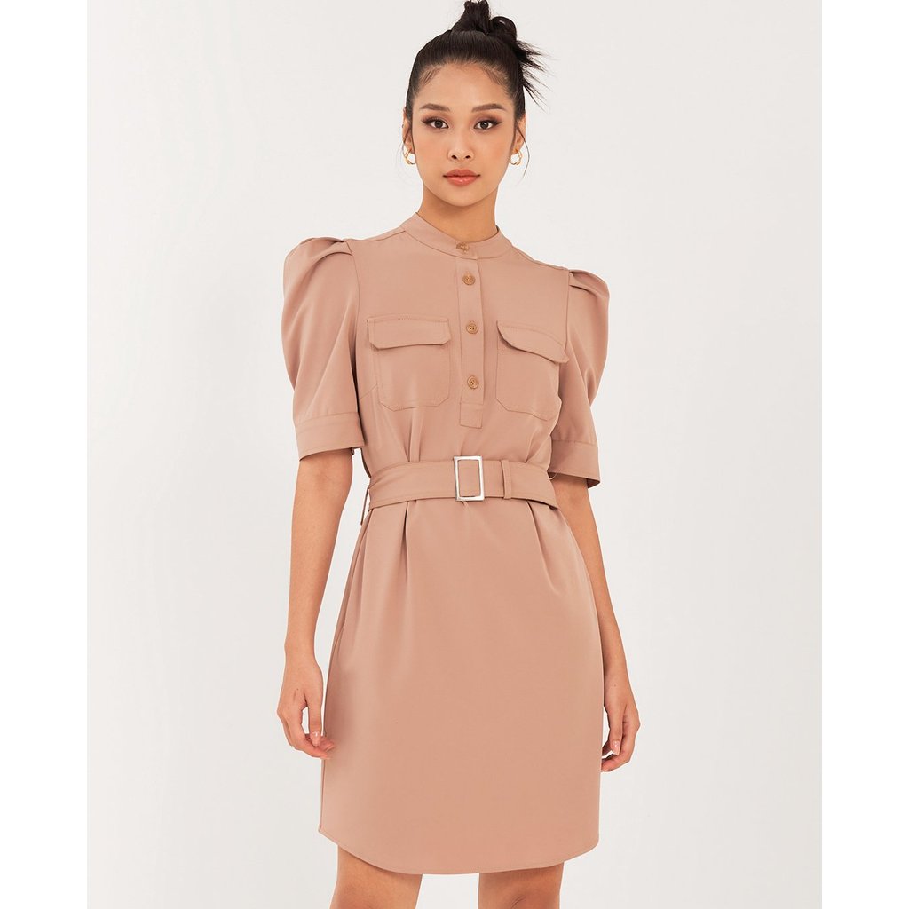 GIGI - มินิเดรสคอเต่าหรูหราแขนพัฟ G2102D212165-01