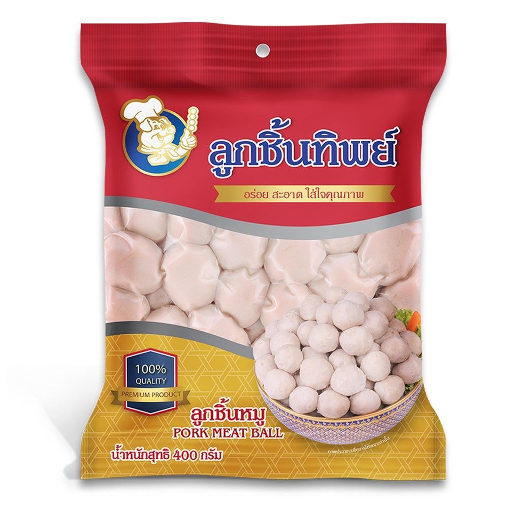 [สินค้าส่งด่วน]ลูกชิ้นทิพย์ ลูกชิ้นหมูล้วน 400กรัม