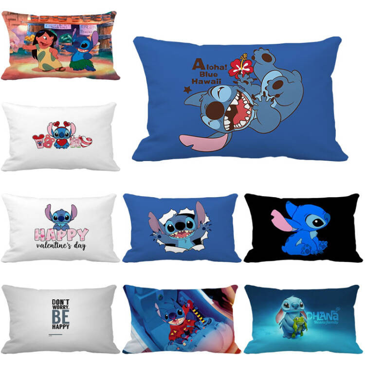 ปลอกหมอนและเบาะนุ่ม พิมพ์ด้านเดียวแบบลายการ์ตูน Leroy & Stitch ขนาด 50x30 cm และ 74x48 cm