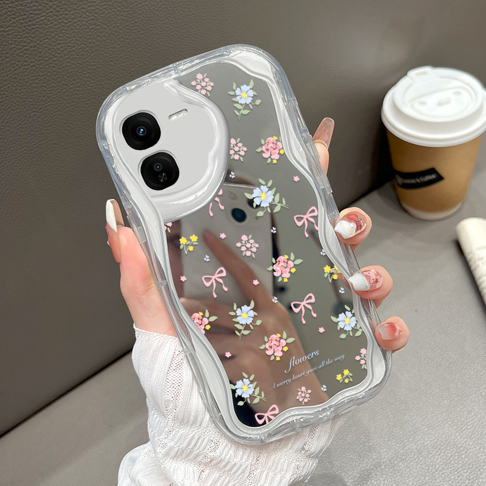 VIVO iQOO Z9X 5G สําหรับกระจก Softcase กรณี HP โทรศัพท์ Kesing กระจกปลอก Bunga 5347 JZ