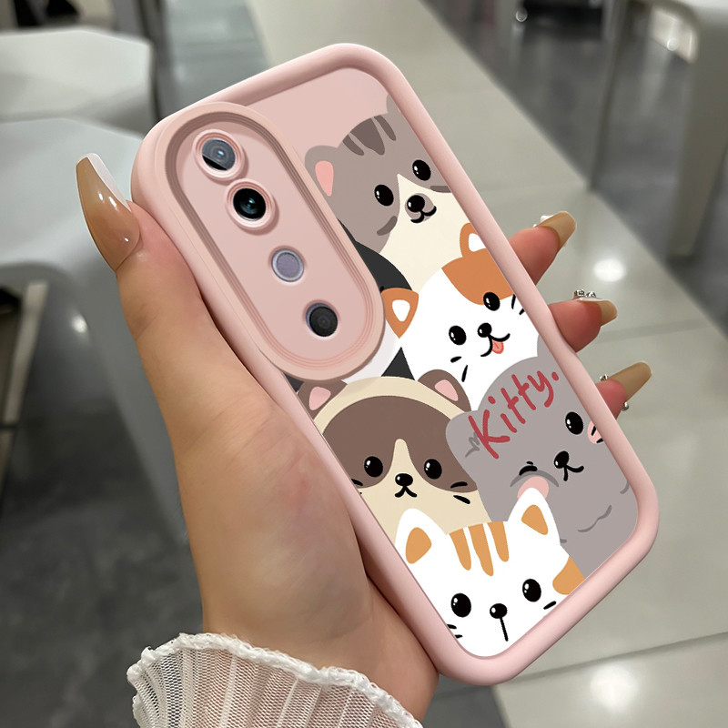 เคสสำหรับ VIVO V40 5G V40 Pro 5G T3 Ultra เคสโทรศัพท์แมวสุนัขสามสีซิลิโคนกันกระแทก