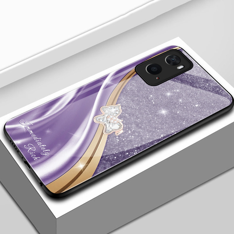 เคสสำหรับ OPPO A36 A76 A96 เคสโทรศัพท์ม้าเล็กเปลือกแก้วกันกระแทก