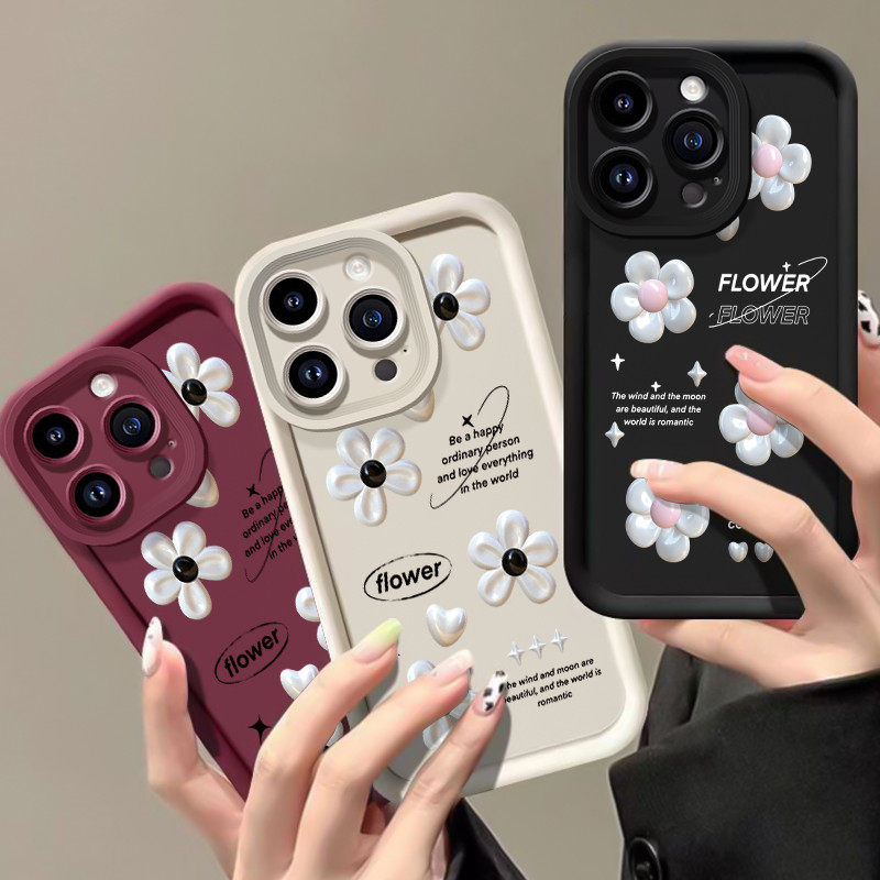 เคสสำหรับ Samsung A16 4G A16 5G เคสโทรศัพท์ดอกไม้รูปหัวใจสามสีซิลิโคนกันกระแทก - รูปที่ 4