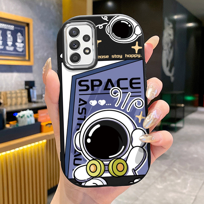 เคสสำหรับ Samsung A52 A52s A53 A32 M32 A73 5G เคสโทรศัพท์กลมและอ้วนนักบินอวกาศเสื้อแจ็กเก็ตผ้านุ่ม