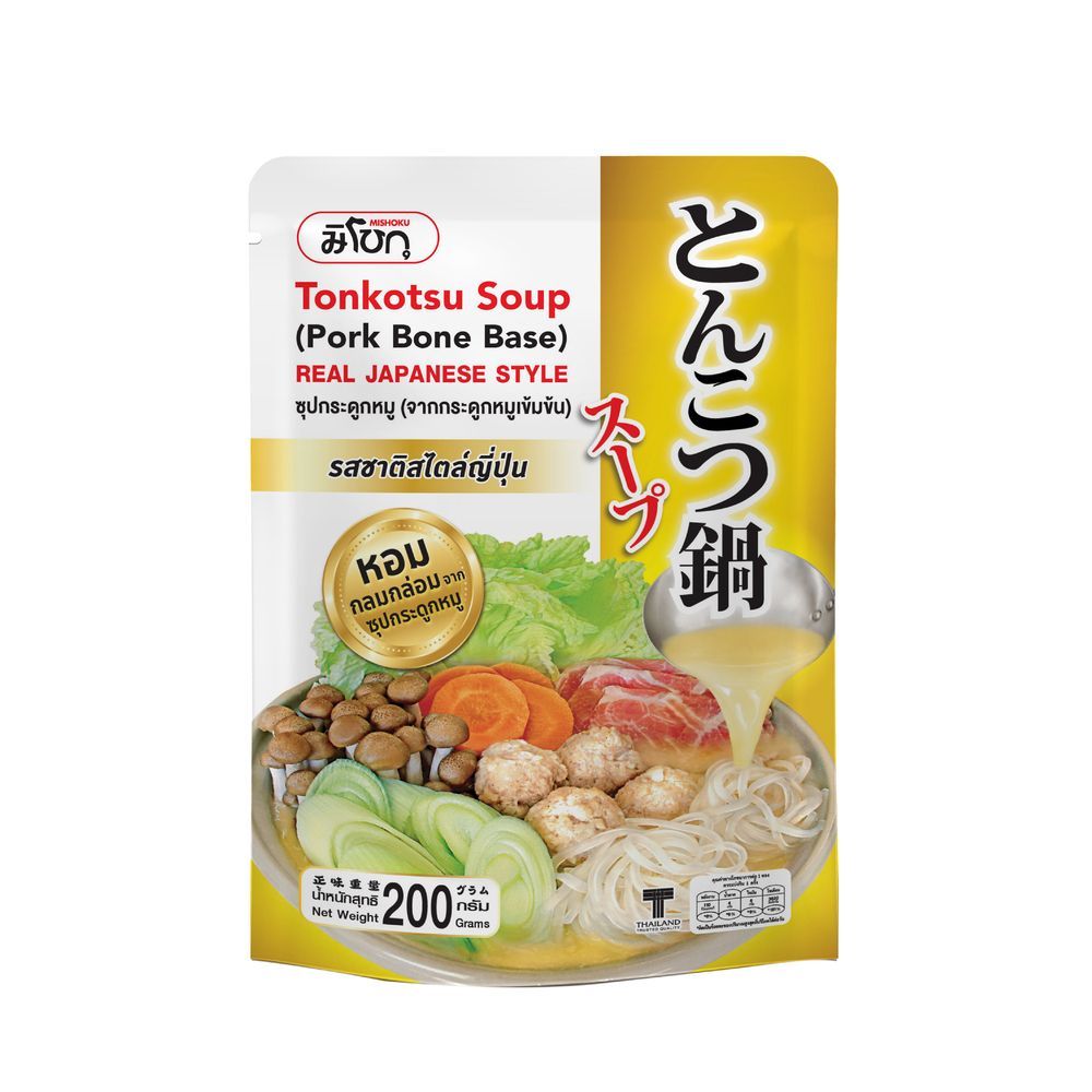 💥 มิโชกุ น้ำซุปกระดูกหมูเข้มข้น 200 ก. 🎐 MISHOKU TONKOTSU SOUP(PORK BONE) 200 G. ✅ ซอสปรุงรสและทำอาห