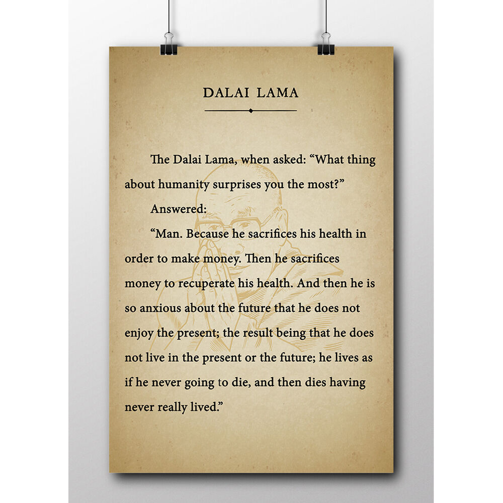 Dalai Lama Inspirational Inspiration Poster Dalai Lama เมื่อขอความมนุษย์
