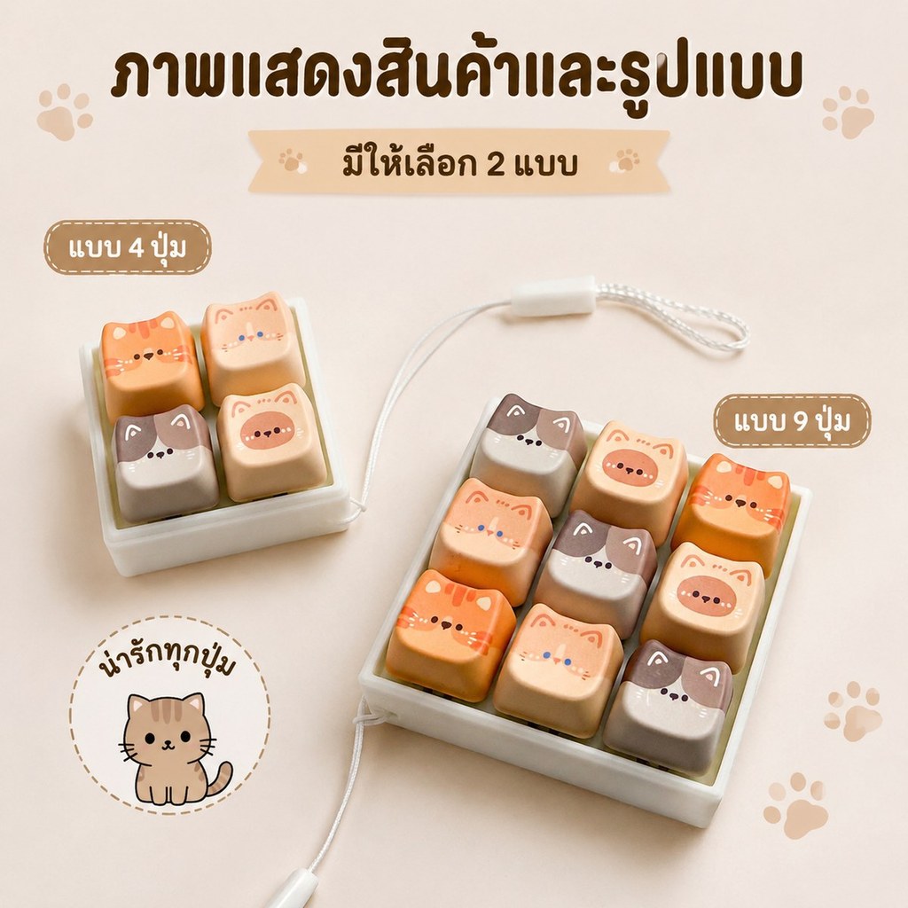 ของแต่งโต๊ะคีย์บอร์ดแมว ASMR กดเล่นได้ เสียงเพลิน ดีไซน์น่ารัก