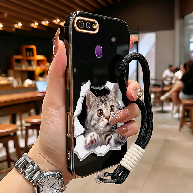HPเคสโทรศัพท์สําหรับOPPO F9 F9 Pro F7 A7X Realme U1 Realme 2 Proกรณีแมวกรณีจํากัดสไตล์Cesing Brightแ