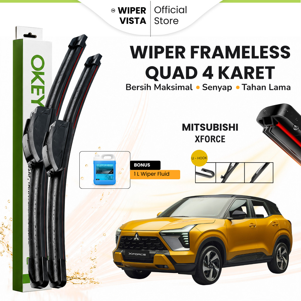 ที่ปัดน้ําฝนกระจกรถยนต์ Mitsubishi XForce Quad ฟรีของเหลว