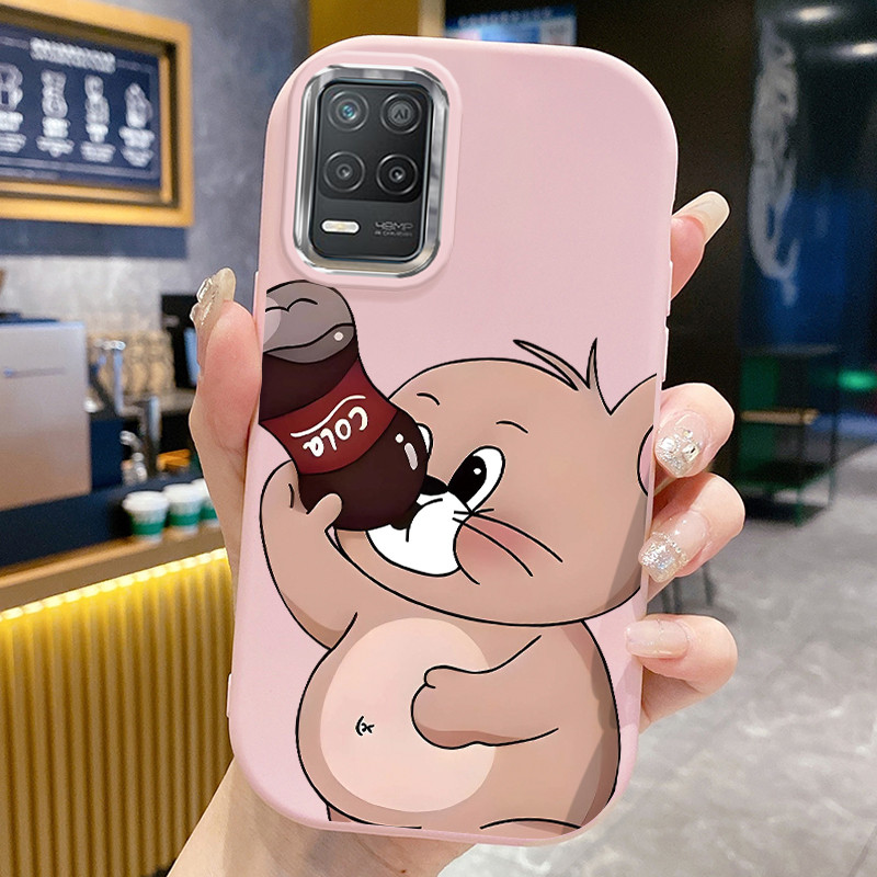 เคสสำหรับ Realme 8 5G 8s 5G Q3 Q3i V13 5G Narzo 30 5G เคสโทรศัพท์แมวหนูกันกระแทกกลมและอ้วน