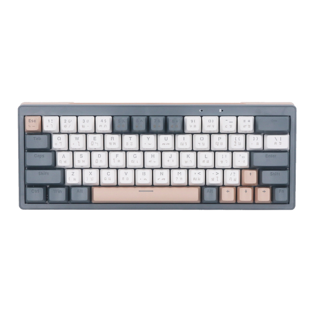 WIRELESS KEYBOARD (คีย์บอร์ดไร้สาย) FANTECH ATOM PRO63 MK912 (GRAY) (BLUE SWITCH - RGB - EN/TH) ##