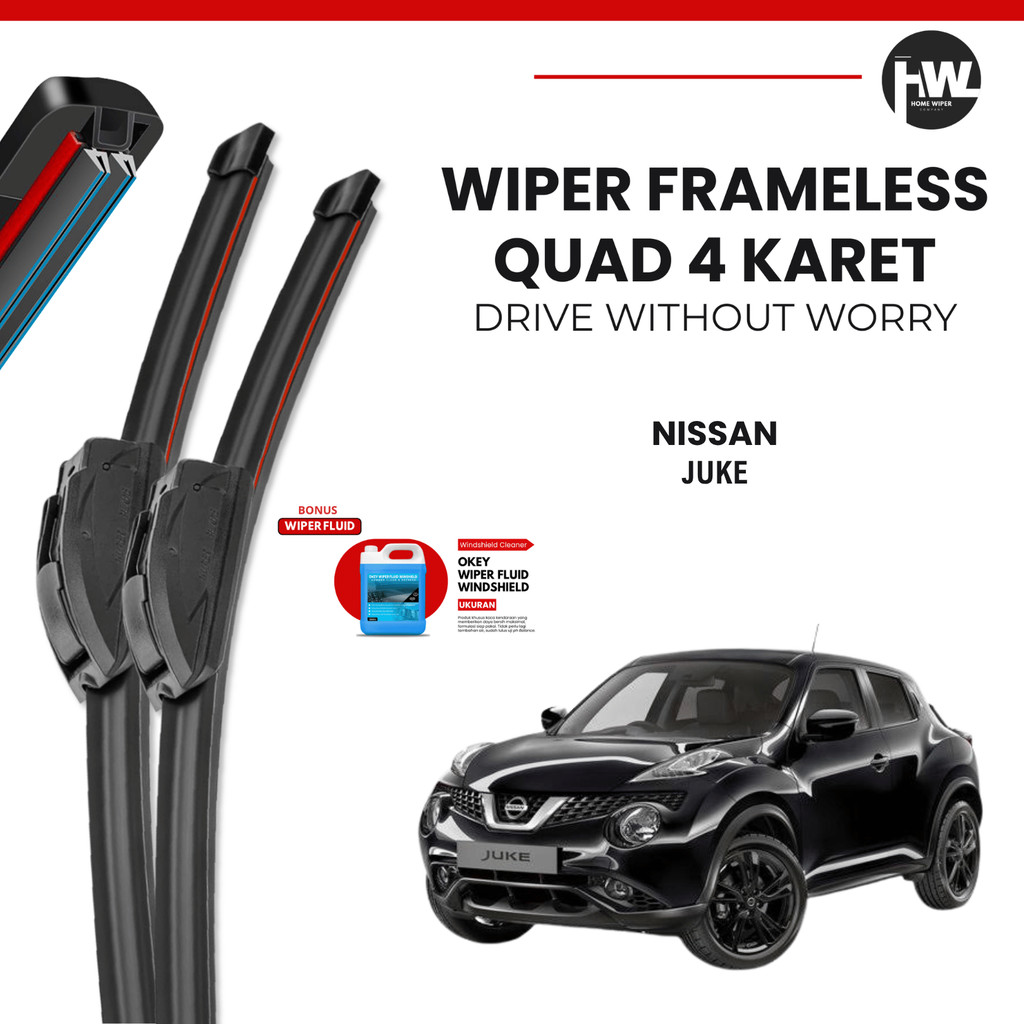 ที่ปัดน้ําฝนกระจกรถยนต์ Nissan Juke Quad ฟรีของเหลว