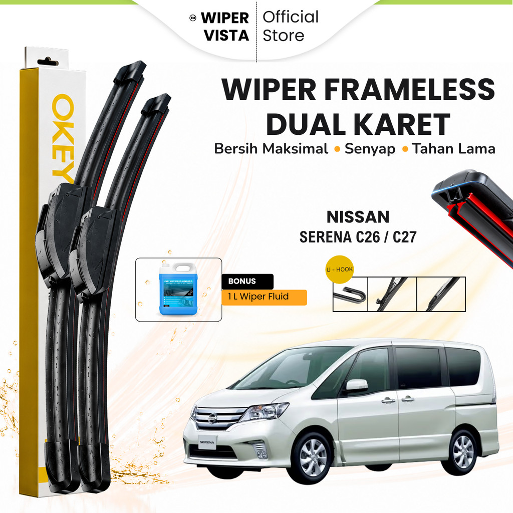 Nissan Serena C26 / C27 ที่ปัดน้ําฝนกระจกหน้ารถคู่ฟรีของเหลว