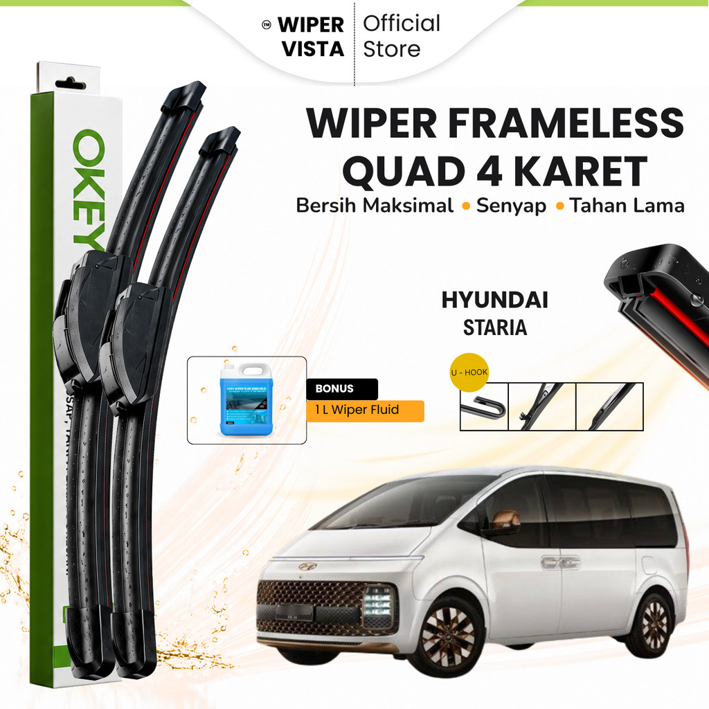 ที่ปัดน้ําฝนกระจกรถยนต์ Hyundai Staria Quad ฟรีของเหลว