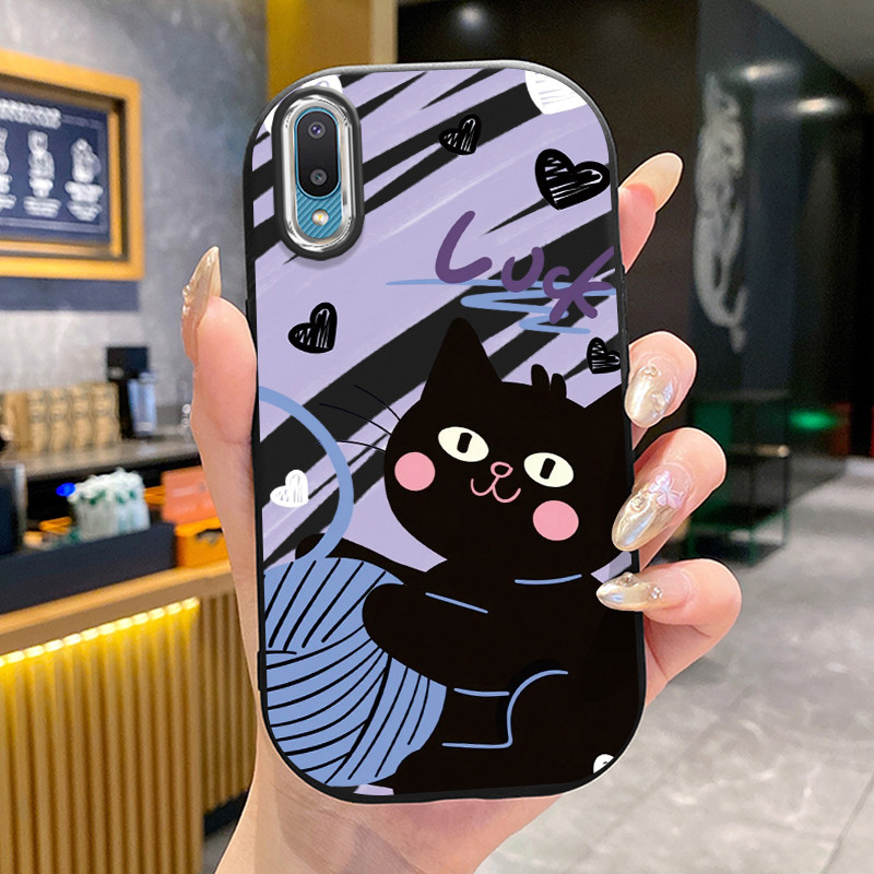เคสสำหรับ Samsung Galaxy A02 M02 เคสโทรศัพท์แมวกลมและอ้วนเสื้อแจ็กเก็ตผ้านุ่ม