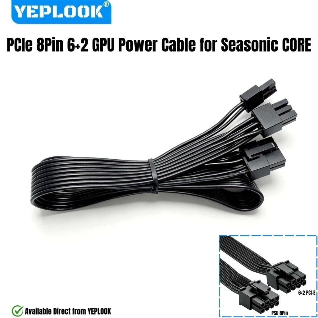 สายไฟ GPU PCI-e 8Pin 6+2 สําหรับ Seasonic CORE GC-650/GC-550/GC-500, GM-650/GM-550/GM-500, GX-650/GX