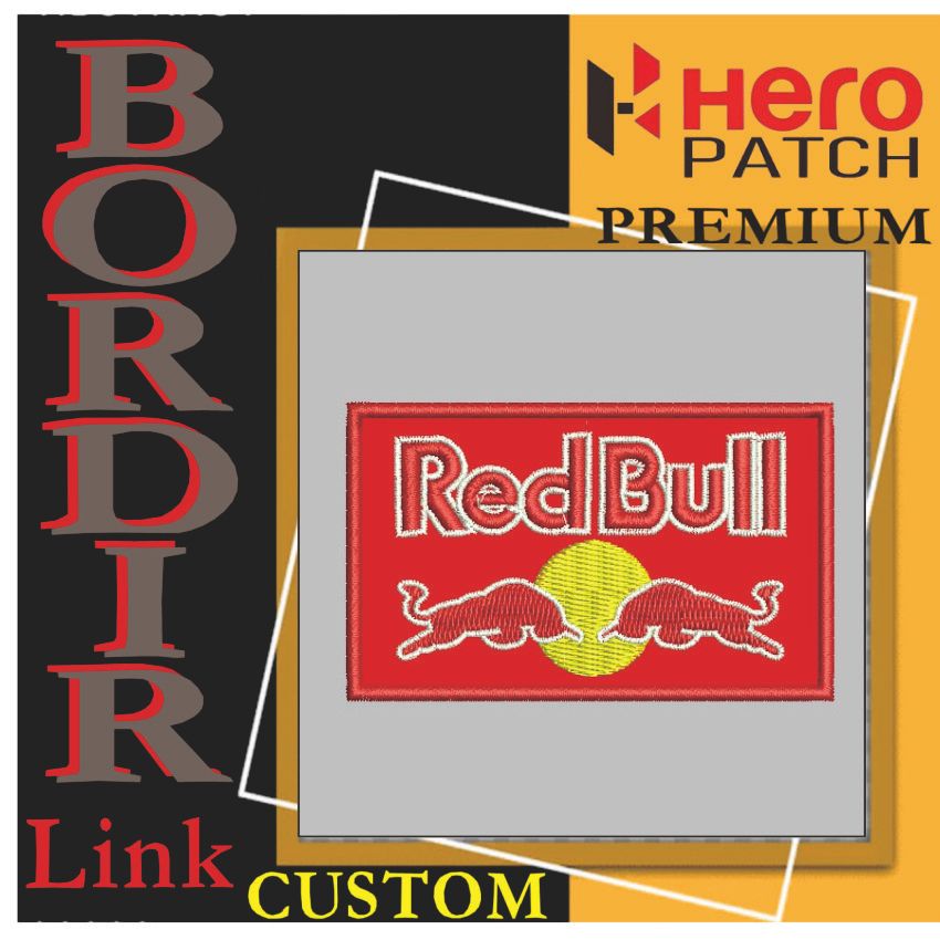 MERAH HP-477 REDBULL LOGO EMBROIDERY PATCH/REDBULL EMBLEM