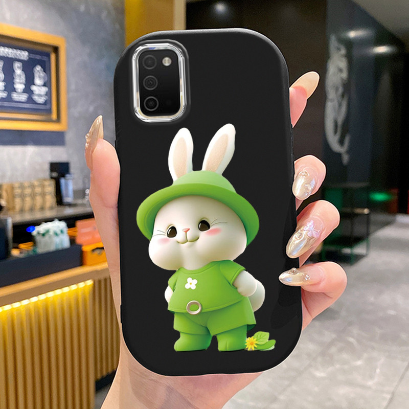 เคสสำหรับ Samsung Galaxy A03s A02s M02s F02s เคสโทรศัพท์กระต่ายกลมและอ้วนเสื้อแจ็กเก็ตผ้านุ่ม