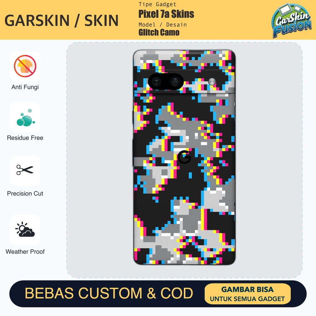 Skin Vinyl Pixel 7a Glitch Camo Anti Scratch Protector Case | โดยฟิวชั่น | รหัส - IE9L