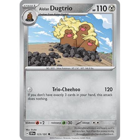 การ์ดโปเกมอน Alolan Dugtrio - 123/191 - Uncommon