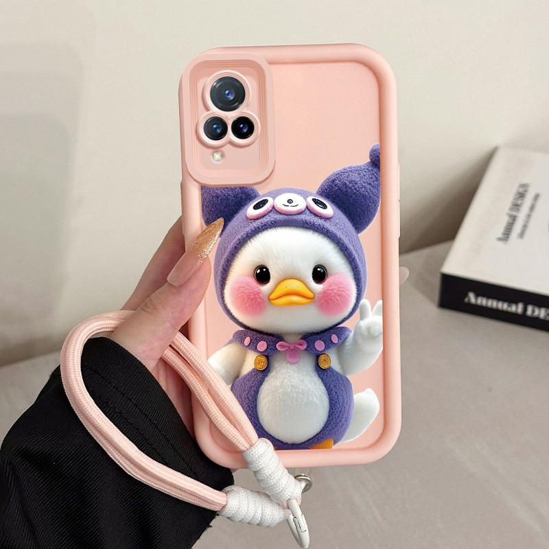 เคสสำหรับ VIVO V21 4G V21 5G เคสโทรศัพท์เป็ดน่ารักซิลิโคนสายคล้องกันกระแทก