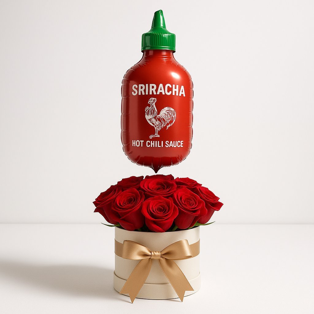 Sriracha Balloon & Rose Decorative Gift Set Ornament