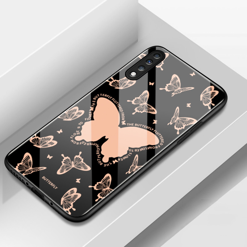 เคสสำหรับ Samsung A70 A70s A80 เคสโทรศัพท์แก้วผีเสื้อป้องกันการตกช็อตเต็ม