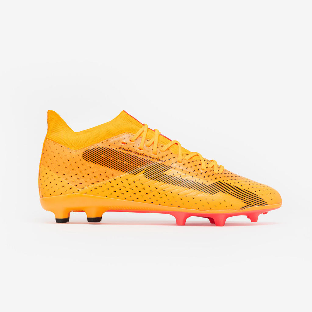 รองเท้าฟุตบอลพื้น FG รุ่น CLR.Elite Fire Storm - ส้มคอรัลสะท้อนแสง | Adult Football Boots CLR.Elite 
