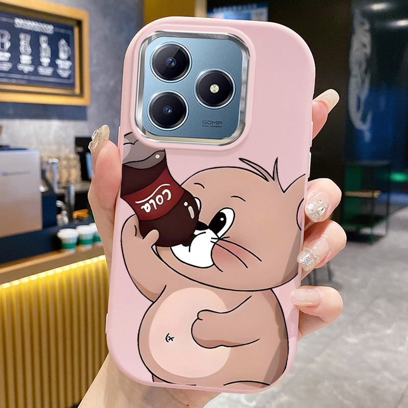 เคสสำหรับ Realme C63 C61 Narzo N63 Narzo N61 Note 60 Note 60X เคสโทรศัพท์แมวหนูกันกระแทกกลมและอ้วน
