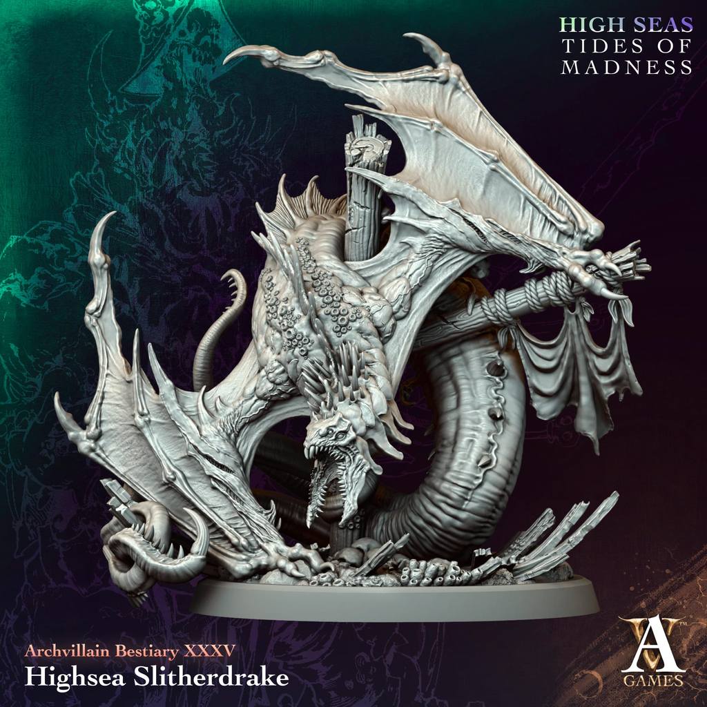 D&D Miniature 32mm - Tides of Madness! | Highsea Slitherdrake | Resin TRPG บอร์ดเกม [Made to order ส่งภายใน 1-3 วัน]