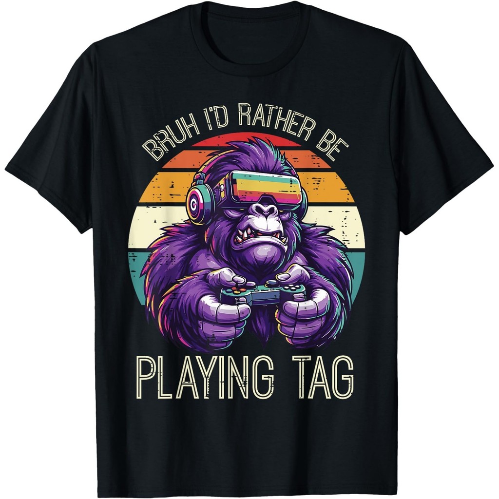 Gaming Bruh Id Rather Play วิดีโอเกม Gamer เสื้อยืดผู้ชาย