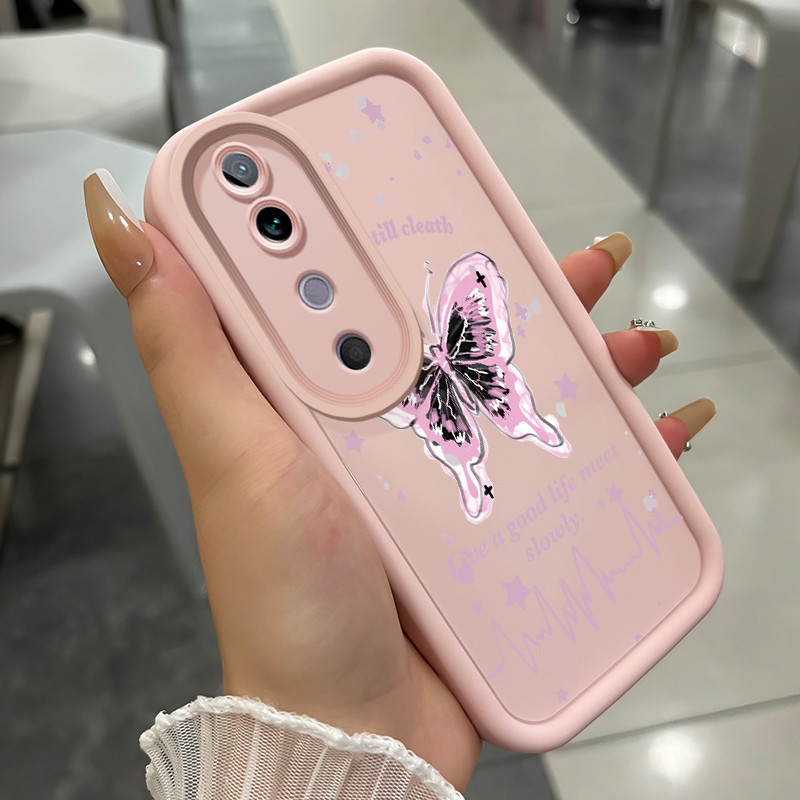 เคสสำหรับ VIVO V40 5G V40 Pro 5G T3 Ultra เคสโทรศัพท์ผีเสื้อสามสีซิลิโคนกันกระแทก