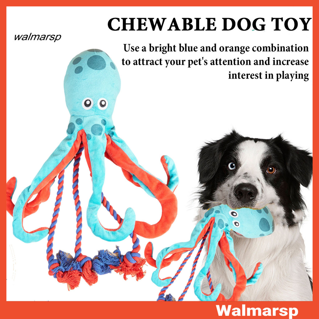 [WLMP] Plush Octopus Dog Toy Tough Dog Chew Toy for Agggressive Chewers Octopus Cotton Rope Tug-of-W