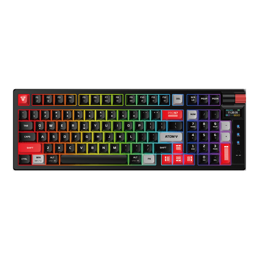 WIRELESS KEYBOARD (คีย์บอร์ดไร้สาย) FANTECH MK918 ATOM PRO97 (BLACK) (RED SWITCH RGB EN/TH) ::