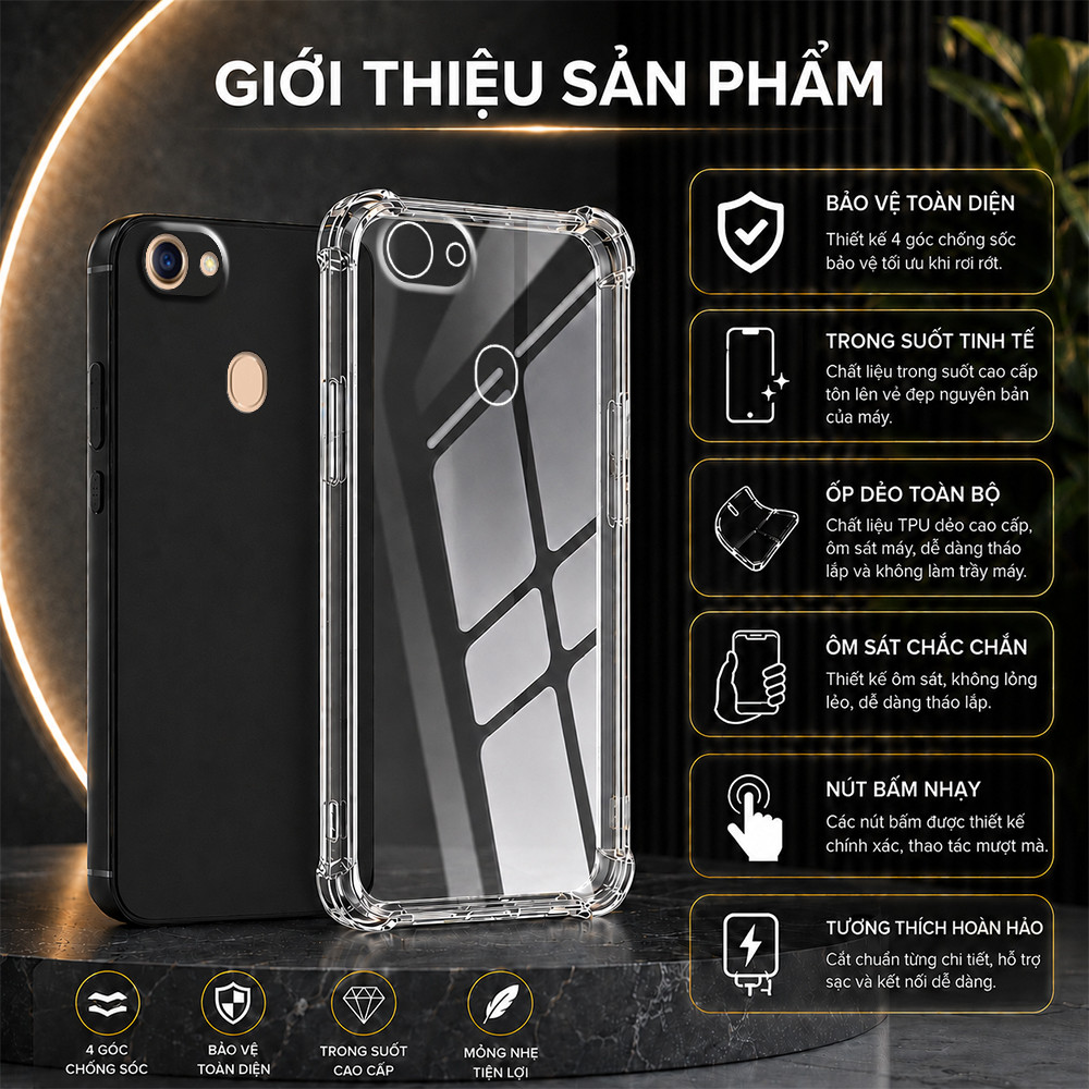 เคส Oppo F5 / F5 Youth / F7 / F7 Youth กันกระแทก tpu สีดําพื้นฐาน ปกป้องเครื่อง