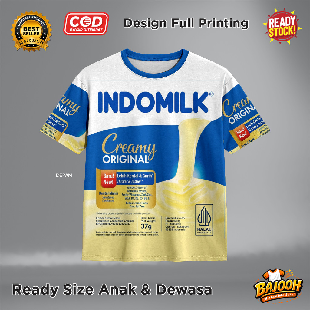 เสื้อยืด Indomilk Creamy Sweetened Milk Fullprint - Viral, Cute, Cool, และ Viral Indomilk Creamy Mil