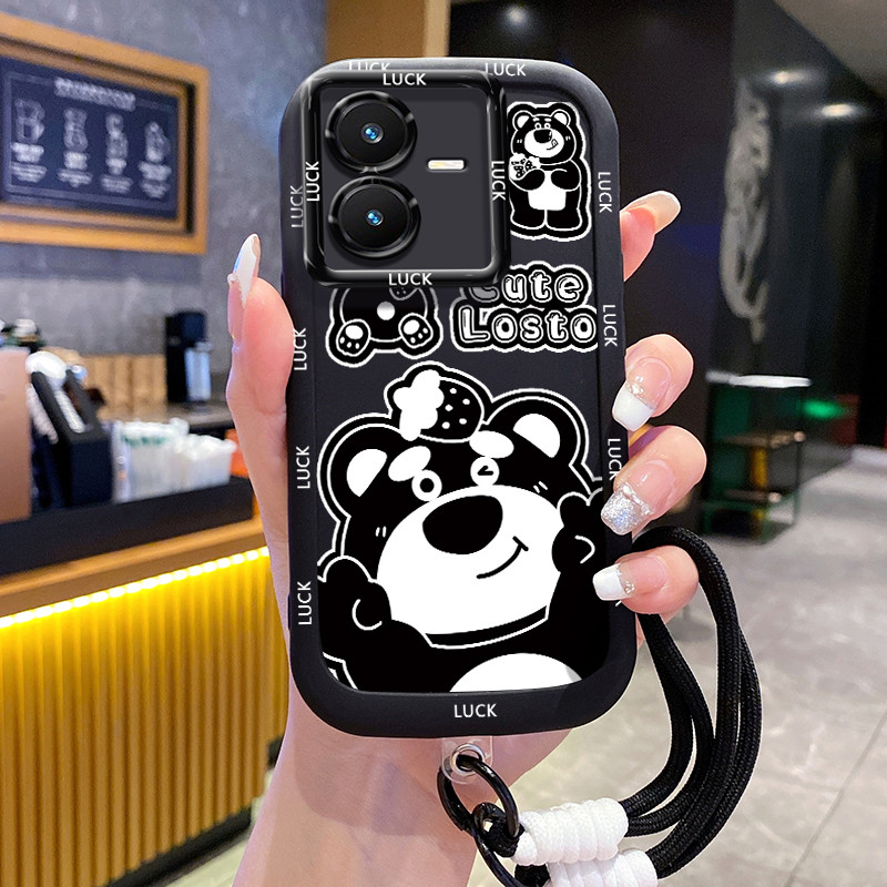 เคสสำหรับ VIVO Y22 Y22s เคสโทรศัพท์หมีสายคล้องซิลิโคนกันกระแทก