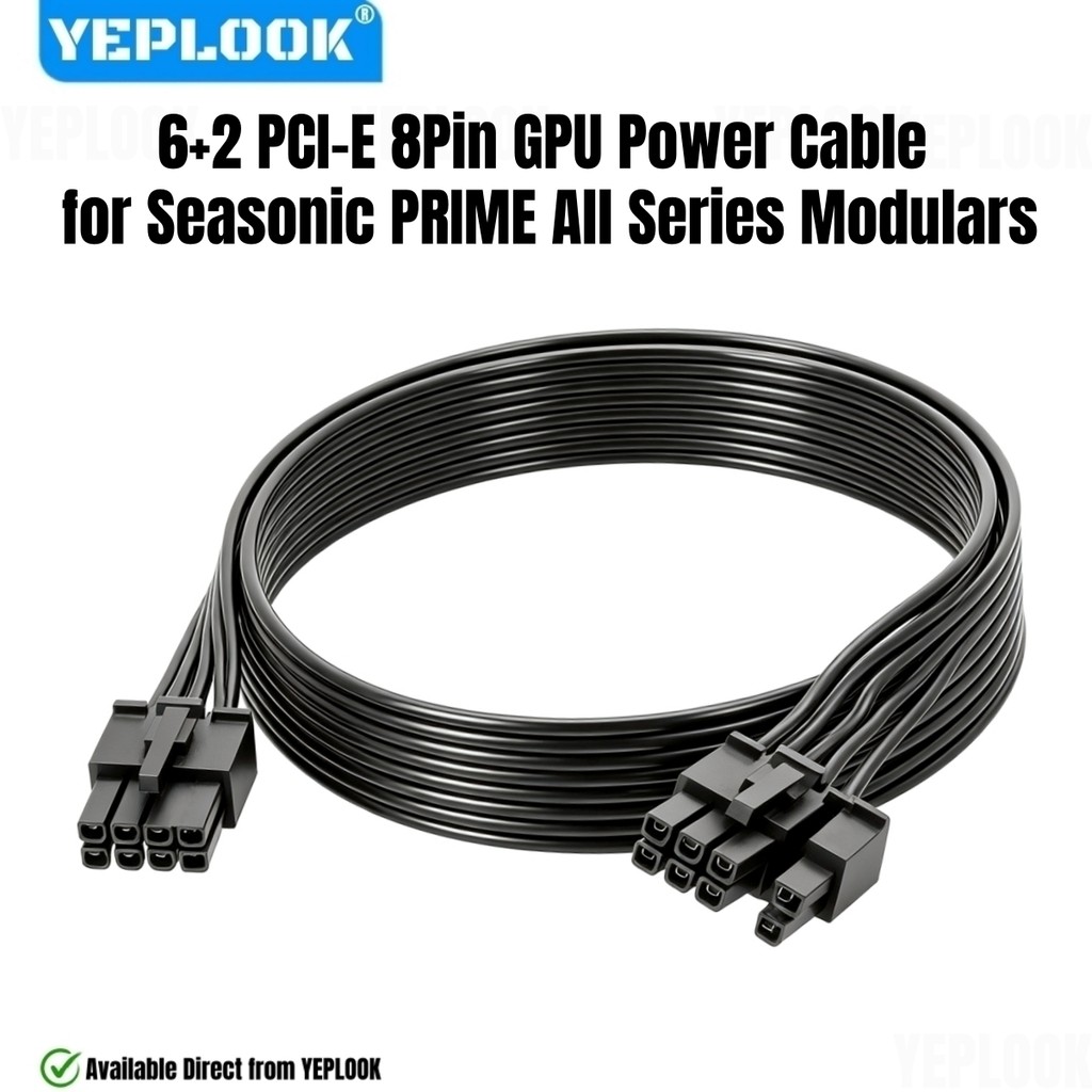 เดี่ยว 8PIN 6+2 PCI-E GPU สายไฟสําหรับ Seasonic PRIME 1300W, 1000W, 850W, 750W, 650W, 550W Titanium/