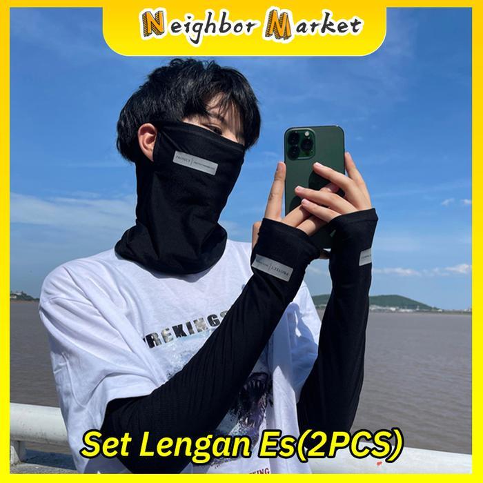 ปลอกแขน Cooling UV Protection Face Cover Cooling Mask Anti UV Set Thumb Cuff Buff Mask