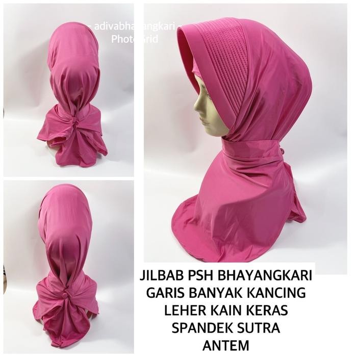 Tvkj- Psh Bhayangkari Hijab Standard Pet Pattern Multi Stripes / Two Stripes (คอโฟมบาง)