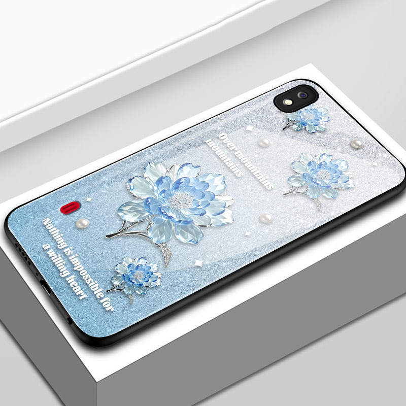 เคสสำหรับ Samsung A10 A10s M01s A11 M11 เคสโทรศัพท์ดอกไม้ไข่มุกเปลือกแก้วกันกระแทก