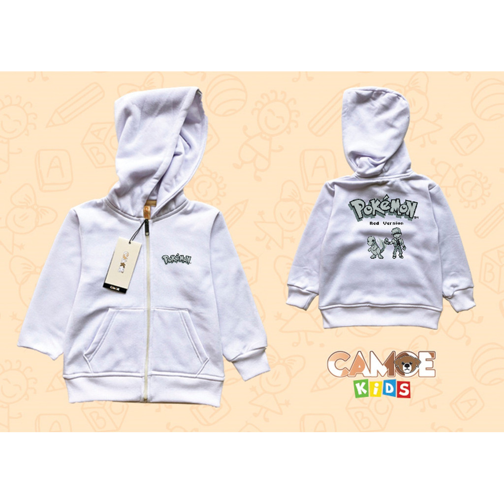 KIDS UT Pokemon Pixel Art Pokemon Red Version Cover Charmander KIDS Zipper Hoodie Jacket